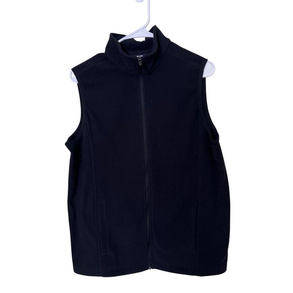 Lands End Outfitters Black Polyester Fleece Vest Womens Medium Outdoor Gorpcore - Picture 1 of 9
